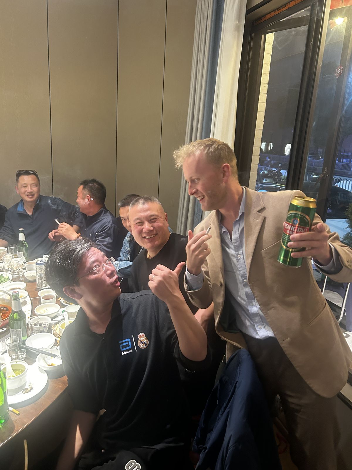 Dinner and beers with the uncles, Shanghai