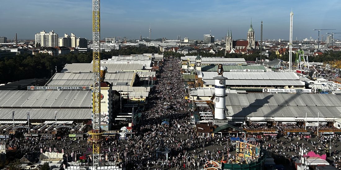The Oktoberfest grounds from the top of the ferris wheel