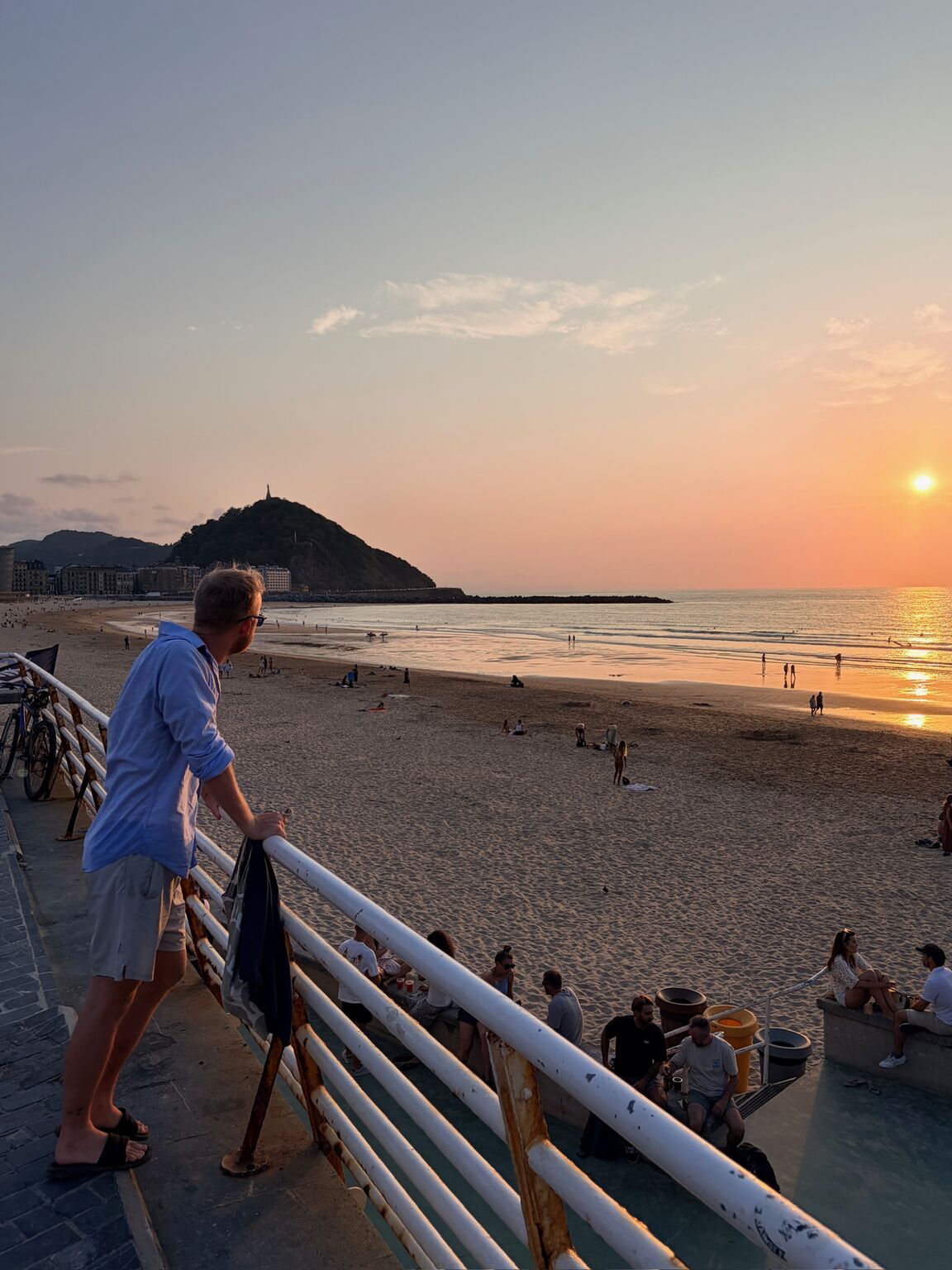 Sunset over Zurriola beach, San Sebastián