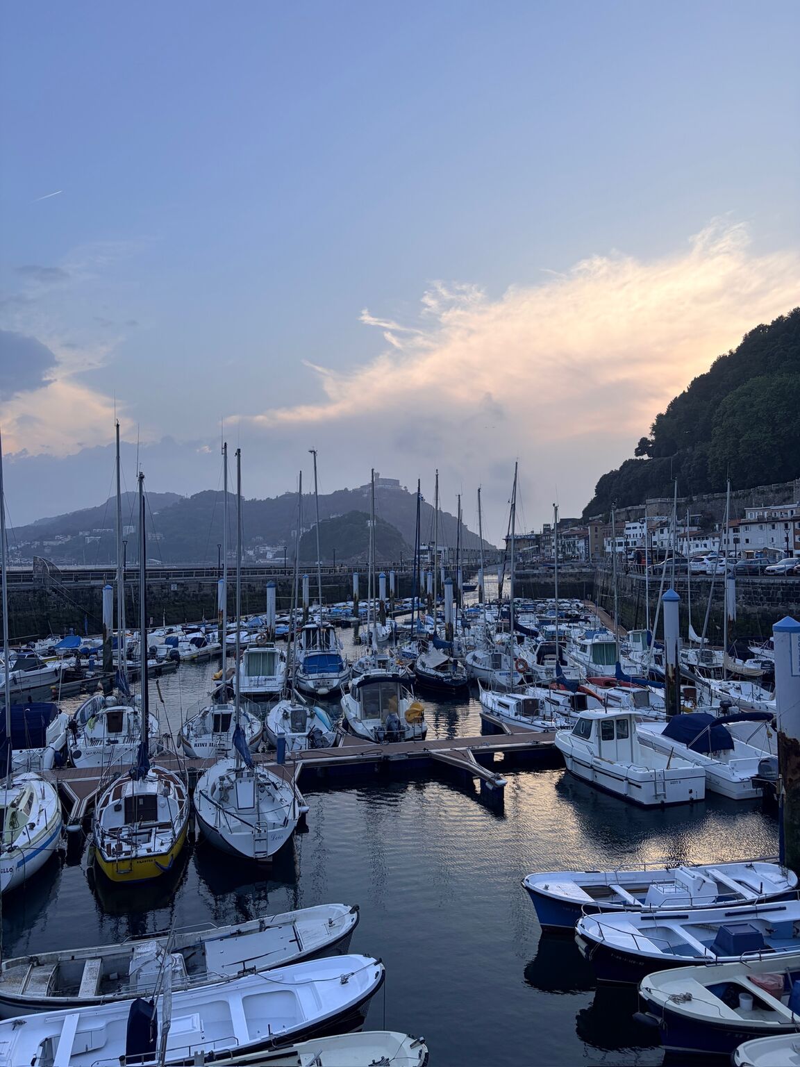 San Sebastián harbour at dusk