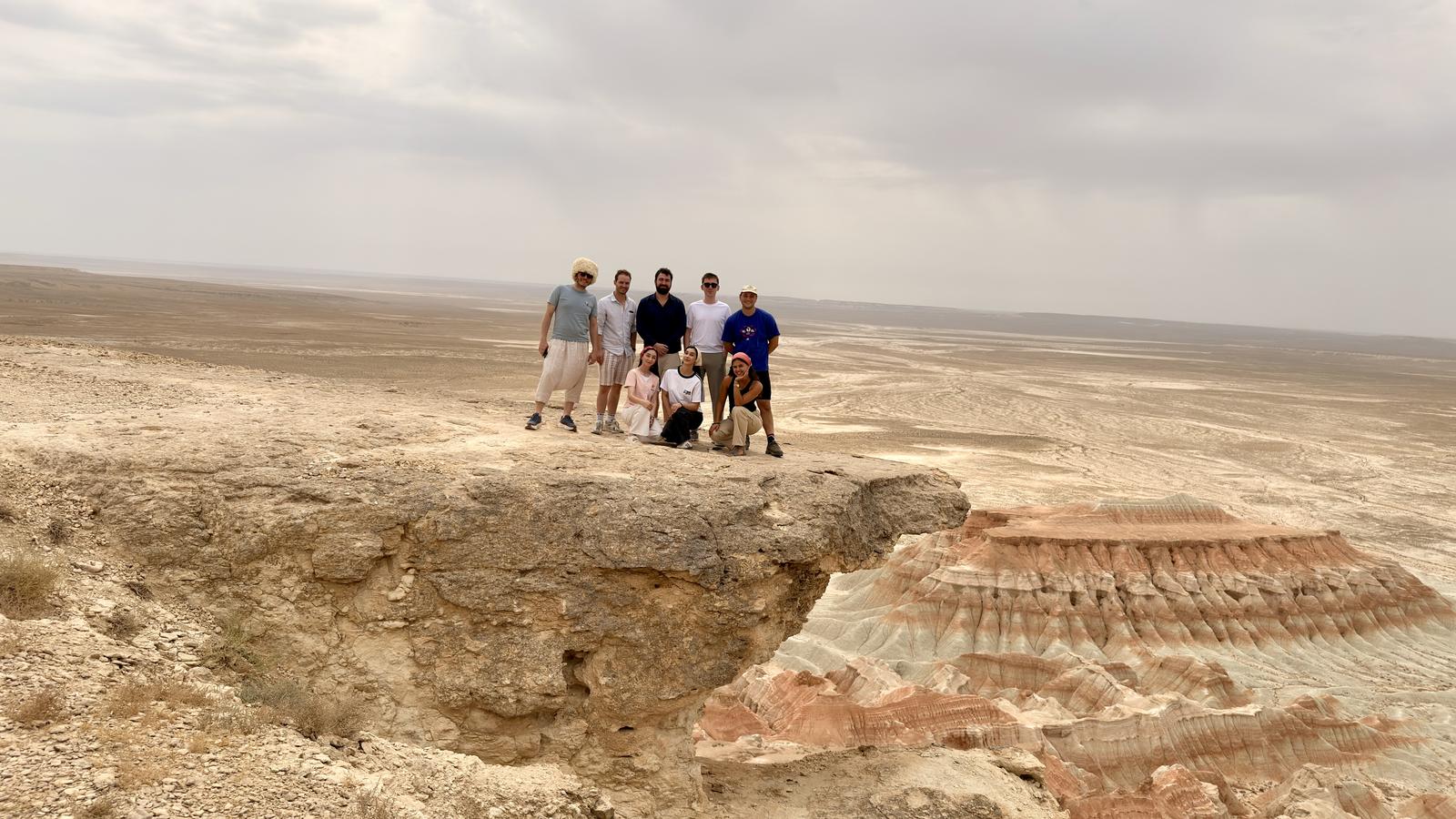 Turkmenistan, September 2026 — the crew at Yangykala canyon